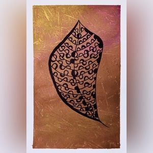 LAST CHANCE SALE! ORIGINAL ABSTRACT Leaf Art Mixed Media Painting